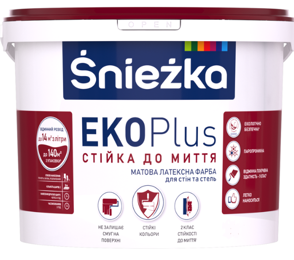 Śnieżka EKO Plus фарба акрилова латексна матова біла, 13,7кг